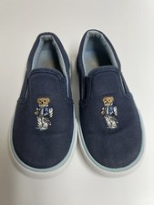 Kids Polo Ralph Lauren Harbour II Bear Blue Canvas Shoes Boys Size 10