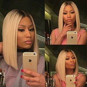 Ombre 613 Light Blonde Brazilian Human Hair Short Bob Wig Virgin