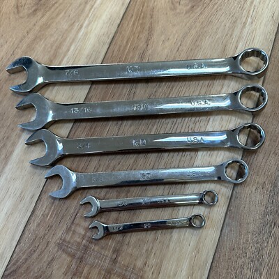 KD USA Combination Wrench Set of 6 Tools 12pt 5/16, 3/8, 5/8, 3/4, 13/16, & 7/8''