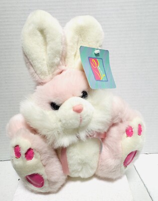 VTG Kmart Pink Bunny Rabbit Plush Stuffed Animal Sitting  Easter 10  Tags