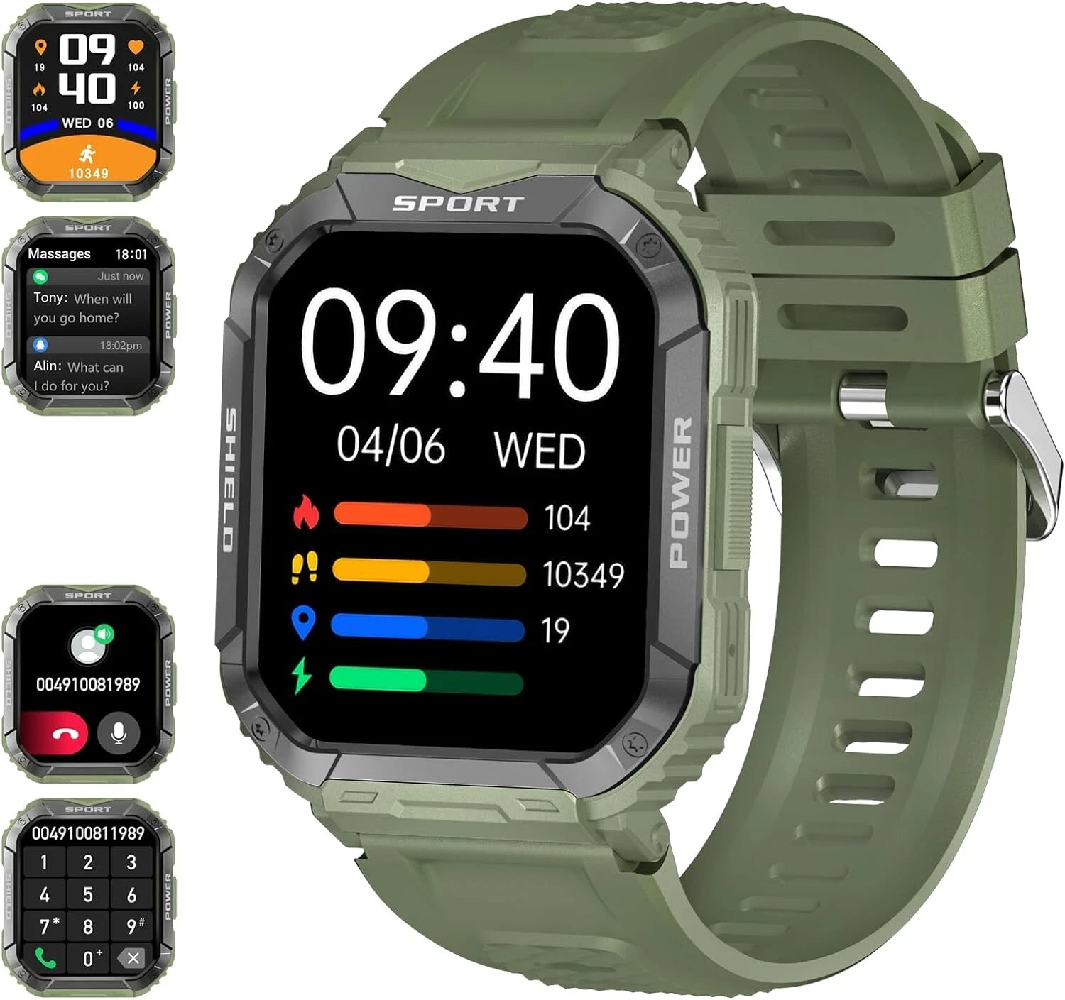 Smartwatch Men's Phone Function Wristwatch Sport Watch for iPhone Samsung Huawei