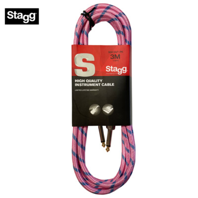 Stagg 10FT S-Series Vintage Tweed Guitar Instrument Cable - Pink SGC3VT PK