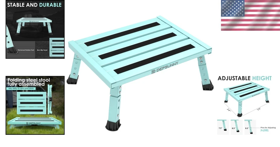Multi-Purpose Adjustable Step Stool for RVs & Home - 1,000 lb Capacity, Foldable - Image 2 of 4