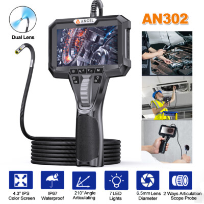 ANCEL AN302 Two Way Control Articulating Borescope 6 5MM Dual Channel Endoscope
