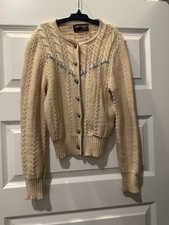 Vintage Austrian Tyrol Geiger Cardigan Pure Wool Embroidered Indie Granola EU 38