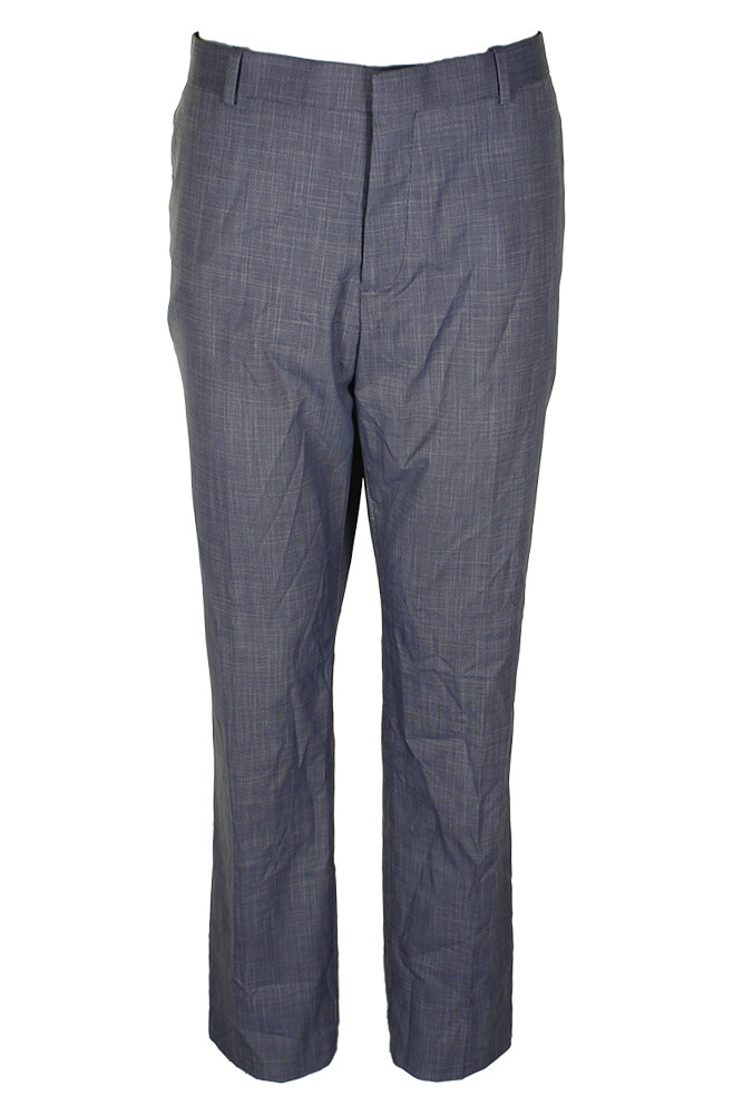 Perry Ellis Portfolio Mens Bay Blue Plaid Slim-Fit Stretch Pants 38X32