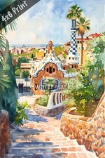 Park Gell watercolor Art 4x6 Print