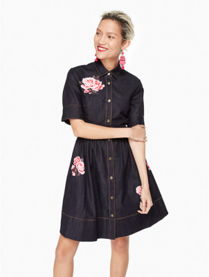 Rose Denim Shirtdress - Size 