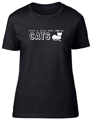 Just A Girl Who Loves Cats Animal Fitted Damen Frauen T-Shirt Geschenk