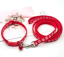 Adjustable Small Dog Collar & Leash Set Durable Nylon Strap Puppies Small Breeds