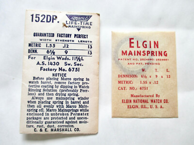 Marco Zugfeder 152DP Für Elgin Wads. 11 1/2 L (-feder Aufzug)