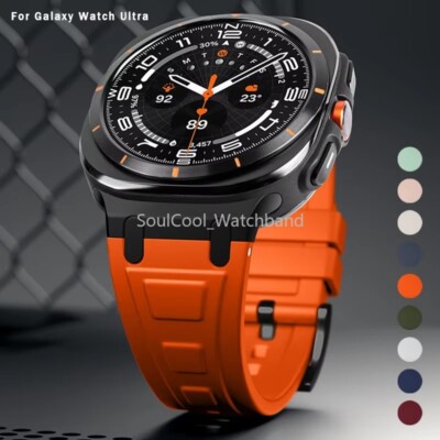 Silicone Sports Curved End Bracelet Strap For Samsung Galaxy Watch 7 Ultra 47mm