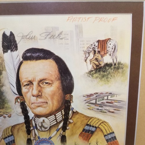 Vintage 1981 John Steele Iron Eyes Cody Framed Artist Proof Crying