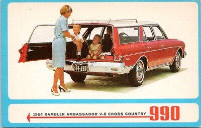 1964 AMC Rambler Ambassador V-8 Cross Country - Automobile Advertising Postcard