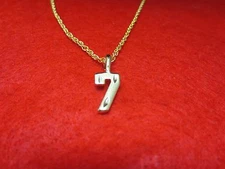 14KT GOLD PLATED NUMBER  7  SPARKLING CUT CHARM WITH ROPE CHAIN SET 16"-30"