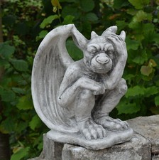 Gargoyle il Riflessivo Statua in Pietra 27 cm 10 kg Grigio Cemento Bianco Antigelo