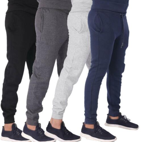 Mens Joggers Zip Pockets Trackpants Fleece Running Gym Cuffed Jogging Bottoms - Picture 1 of 16