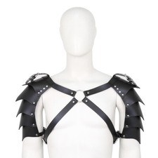 Men Black PU Leather Body Harness Shoulder Armors SM Bondage Clubwear Cosplay US