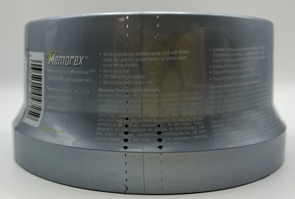 Memorex Printable CDR 700mb 80min 52x Factory Sealed Data Storage 30 Count New - Image 3 of 4