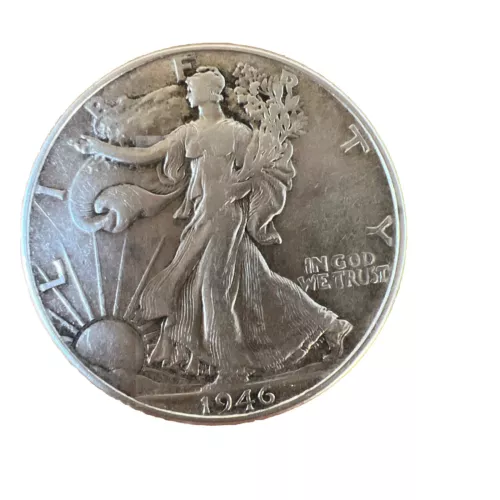 1946 NO MINT Liberty Walking Silver Half Dollar Coin US 90% Silver 50-Cent