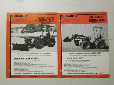 Vintage Kwik-Way Dozer Blade & Loader One Page Brochures For Zebra