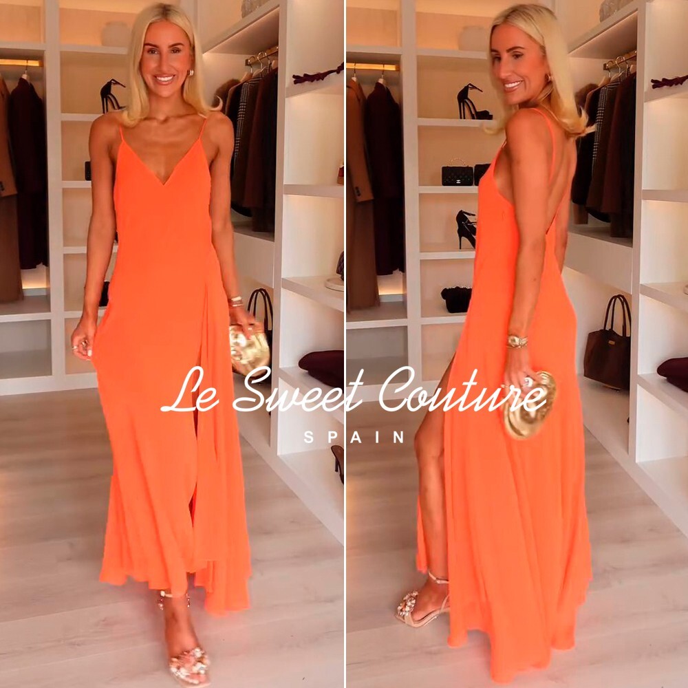 ZARA WOMAN NWT SS25 ORANGE STRAPPY GEORGETTE DRESS ALL SIZES