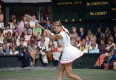 Chris Evert of the USA in action against Olga Morozova of the Sov - Old Photo 1