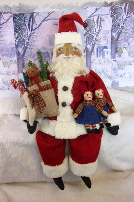 PATTERN, Christmas Santa, raggedy Annies, handmade, original, holiday decor,353