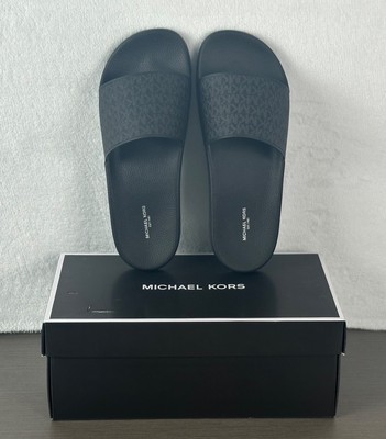 Brand new MK slides. Have the box ( SAYS SIZE 12 BUT FITS LIKE 10.5 !! ) Michael Kors SLIDES Wade Adjustable MK Logo slide Sandal  main image 2