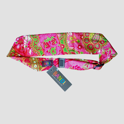 BANDI NWT Women's Pink Green Floral Boho Adjustable Stash Money Belt Made In USA