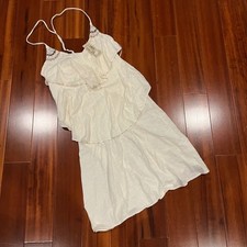American Eagle AE Dress White Beaded Ruffle Tier Mini Dress Boho New Size XS