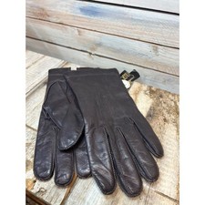 Vintage Deadstock Brown Leather Gloves Genuine Leather Lined Kaufmanns Sz L NOS