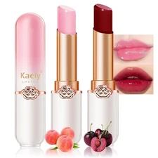 evpct 2Pcs Peach Red Cherry Magic Mood Color Changing Lipstick Long Lasting 2...
