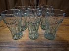 Vintage Coca-Cola Green Tinted Fountain Style 16 oz Glass Set of 6