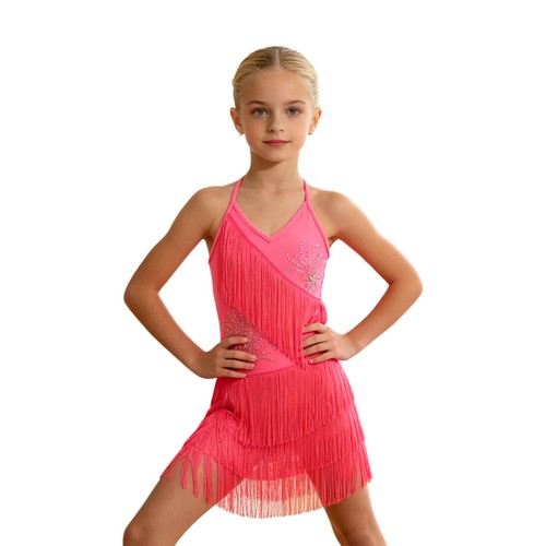 Mädchen Kleid Wettbewerbe Ballsaal Quaste Tanzkleidung Bühne Performance mit Rock - Bild 64 von 113