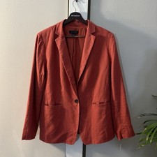 Ann Taylor Rust Notch Lapel Single-Breasted One-Button Blazer Jacket Size 10