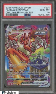 2021 Pokemon SWSH Chilling Reign Secret #201 FA/ Blaziken VMAX PSA 10 GEM MINT