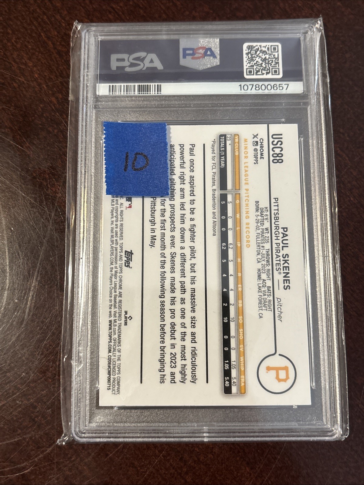 2024 Topps Chrome Update Series - Paul Skenes #USC88 X-Fractor (RC) PSA 9 view 3