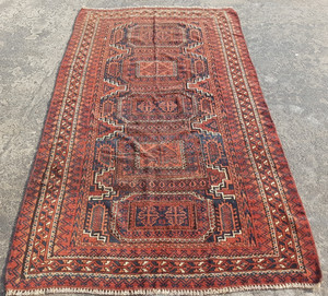 Vintage Hand Made Traditional Rug Oriental Wool Multicolor Carpet 212x112 cm