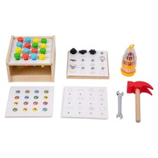 2 in 1 Montessori Screwdriver Board Set Hammer Peg Toy Game Wooden Tool Set...