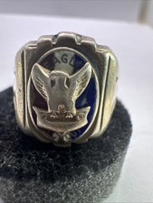 Vintage BSA 1940’s Eagle Scout Ring Sterling Silver Size 8 “Art Deco” Type 2b