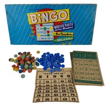 Transogram Gold Medal BINGO Game Wood Markers Vtg 1948