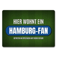 Hier wohnt ein Hamburg-Fan Fußmatte ohne Rand mit Rasen Motiv Fußmatte