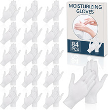 84 Pcs White Cotton Gloves for Dry Hands Sleeping, Men Women Soft Sleep Gloves