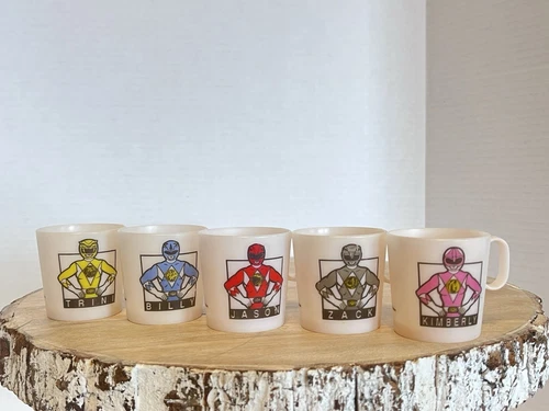 Vintage Chilton Mighty Morphin Power Rangers Mini Plastic Cup Set - COMPLETE