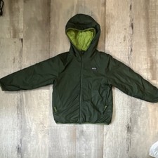 Patagonia Quilted Hooded Green Full Zip Unisex Kids Jacket Polyester