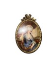 French Ormolu Frame Gold Gilt Woman Blue Dress 1700 Era Clothes Garland Flowers — photo 9