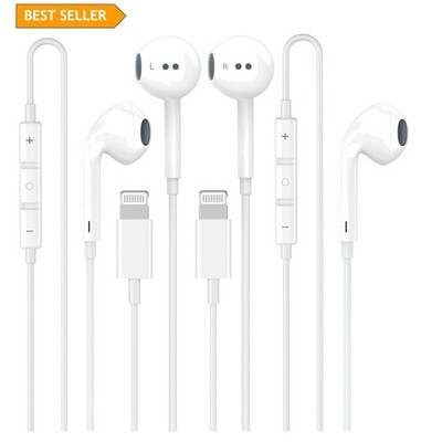 Luxury 2 Pack Wired Earbuds for iPhone 14/13/12 - Noise Reduction & Control