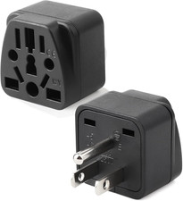 2 Pack US Travel Plug Adapter, Eu,Uk,Au,In,Cn,Jp,Asia,Italy,Brazil to USA Ty...