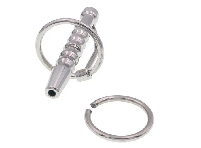Cilindro de tubo de orina dilatador uretral hueco sexy Prince Albert SS 304 con anillo Foto 3 de 4